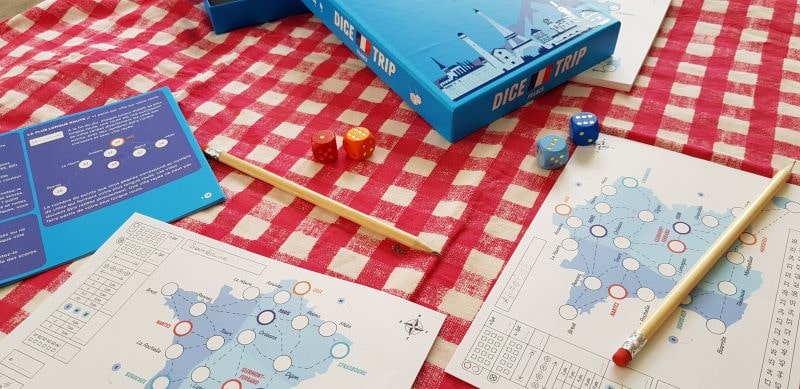 Jeu roll and write : Dice Trip France - Editions Helvetiq